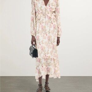 Floral Pink and Cream Maxi Dress